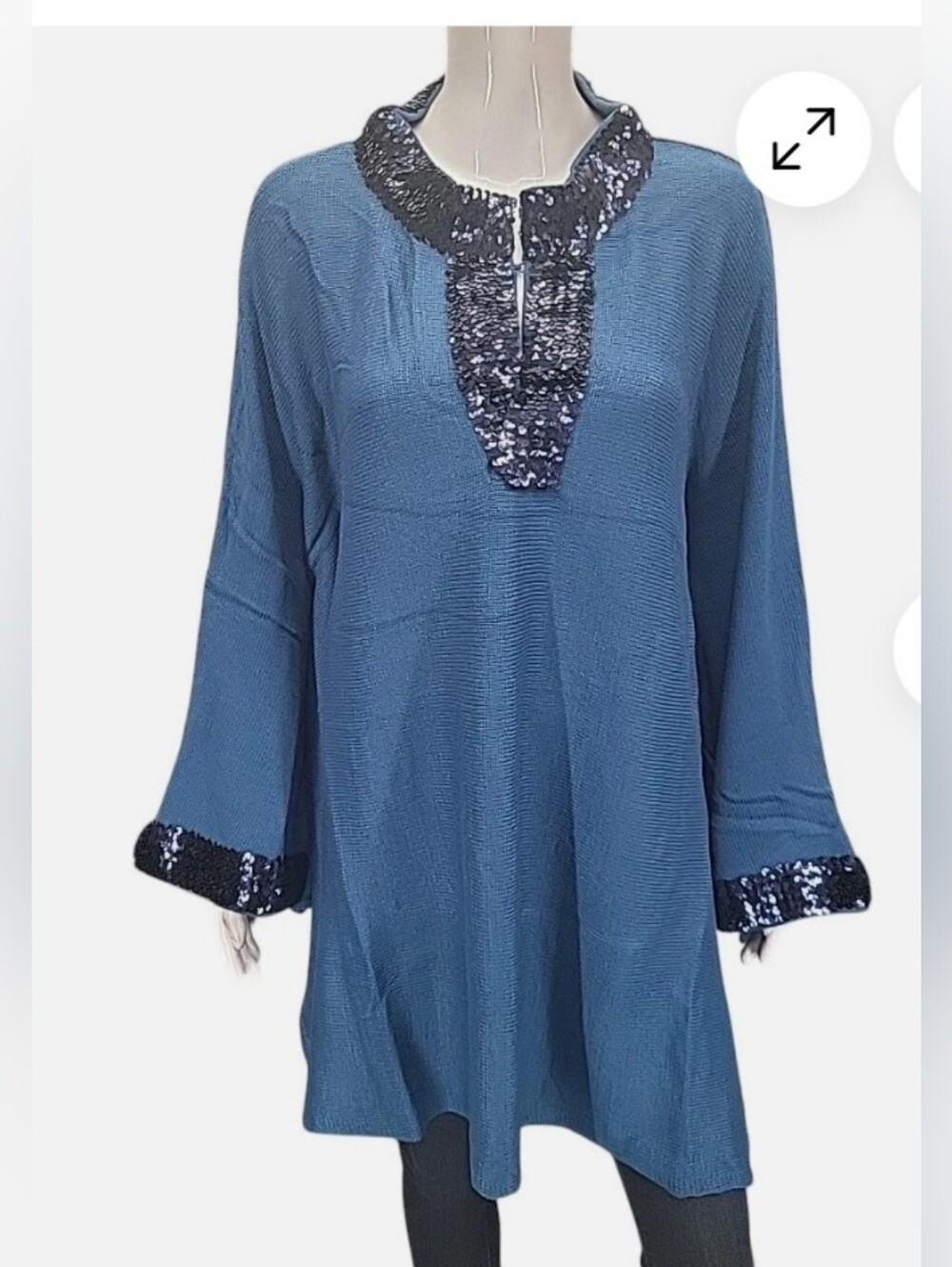 NWT Antthony Original L blue sweater, poncho, sequins